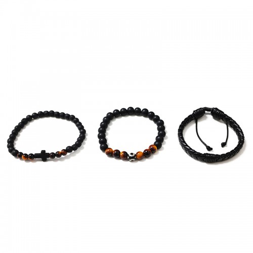 SET DI 3 BRACCIALI DA UOMO CON PIETRE - DS2444B939