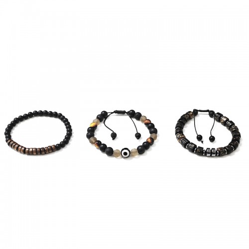 SET DI 3 BRACCIALI DA UOMO CON PIETRE - DS2444B941