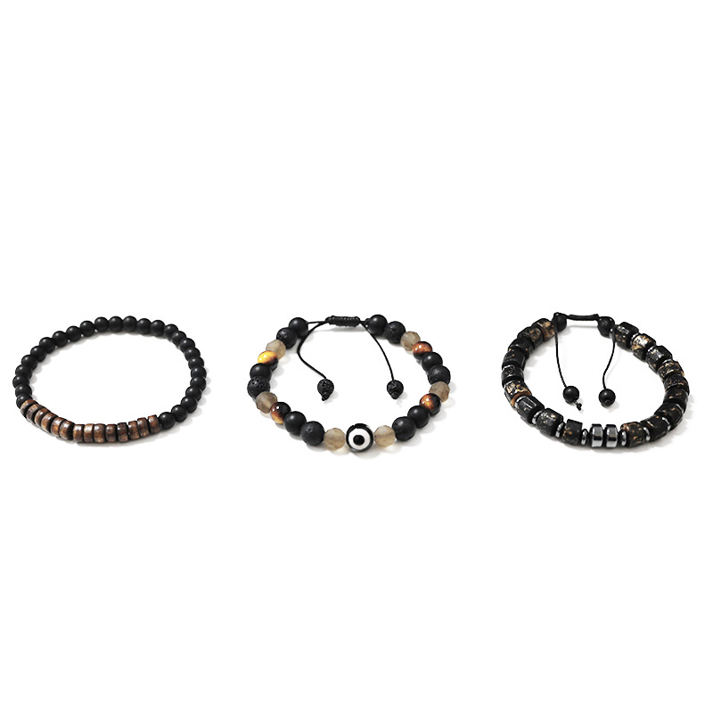 SET DI 3 BRACCIALI DA UOMO CON PIETRE - DS2444B941