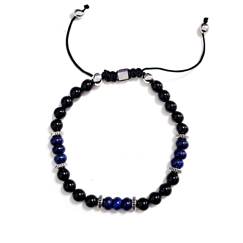 BRACCIALE UOMO REGOLABILE CON PERLINE PIETRA - KM20713112A46/A47