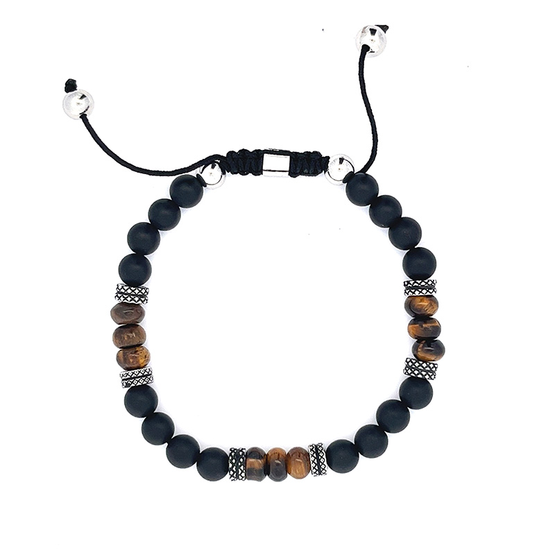 BRACCIALE UOMO REGOLABILE CON PERLINE PIETRA - KM20713112A46/A47