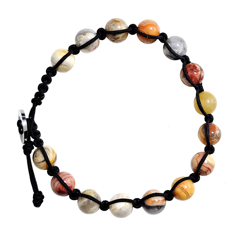 BRACCIALE UOMO IN CORDA CON PERLINE IN PIETRA - KM216680C39/KM2222580B