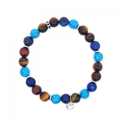 BRACCIALE ELASTICO DA UOMO CON PERLINE IN PIETRA - KM225231088C81