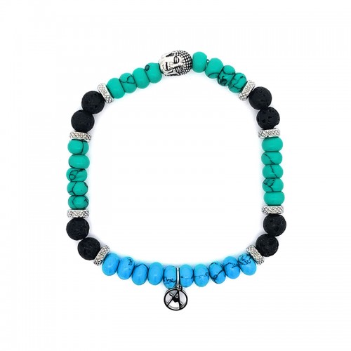 BRACCIALE UOMO CON PERLINE PIETRA E BUDDA - KM2396E139