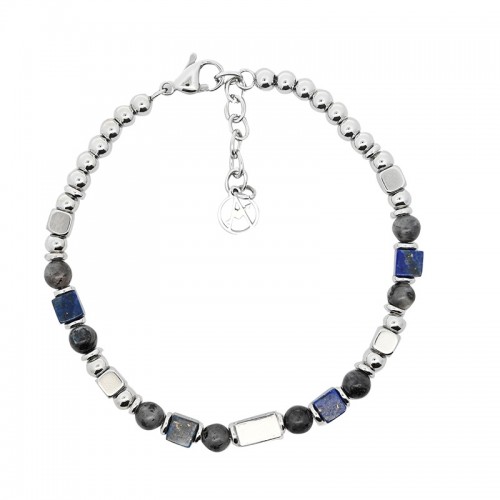 BRACCIALE UOMO CON SFERE E PERLINE DI PIETRA - KM24112A922/923