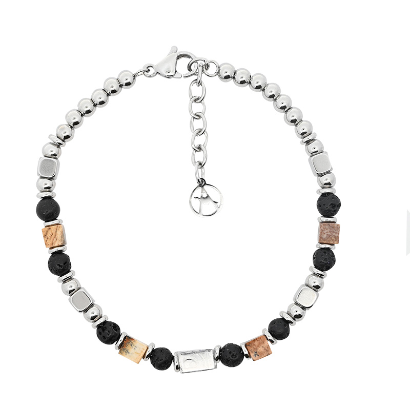 BRACCIALE UOMO CON SFERE E PERLINE DI PIETRA - KM24112A922/923 BRACCIALE UOMO CON SFERE E PERLINE DI PIETRA - KM24112A922/923