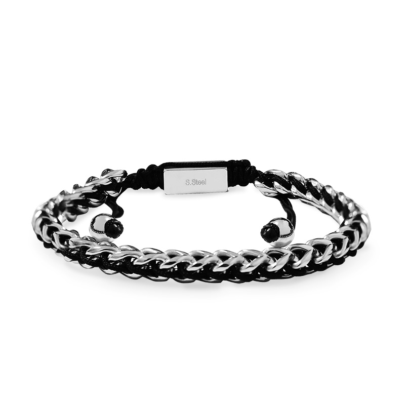 BRACCIALE UOMO REGOLABILE CODA DI VOLPE CON CORDINO INTRECCIATO - KM25124C332