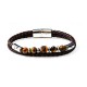 BRACCIALE DA UOMO A DUE FILI CON PIETRE E PELLE INTRECCIATA - KM26144C768/C769