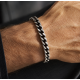 BRACCIALE DA UOMO A CATENA GRUMETTA CON CORDINO IN PELLE - KM26160C763
