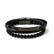 BRACCIALE DA UOMO MULTISTRATO CON PIETRE NERE E PELLE - KM26176C770