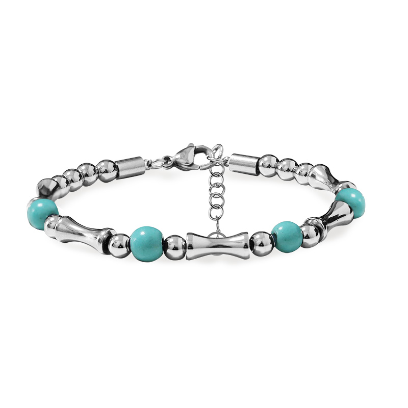 BRACCIALE UOMO CON ELEMENTI A BAMBÙ E PIETRE NATURALI - QGL2664C749