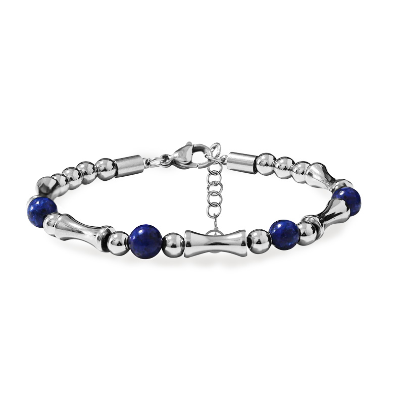 BRACCIALE UOMO CON ELEMENTI A BAMBÙ E PIETRE NATURALI - QGL2664C749