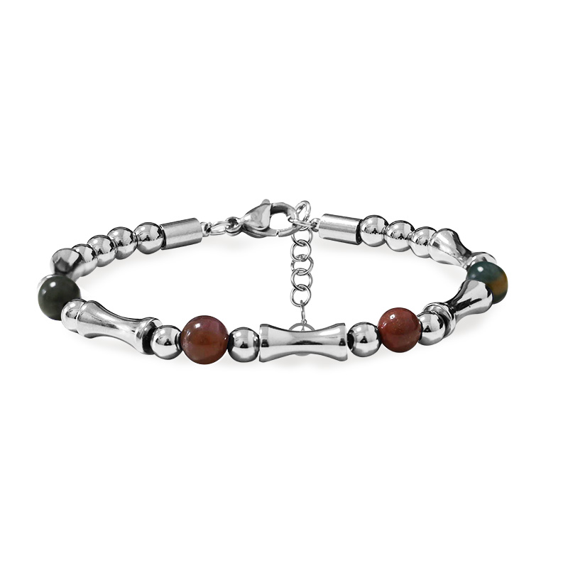 BRACCIALE UOMO CON ELEMENTI A BAMBÙ E PIETRE NATURALI - QGL2664C749