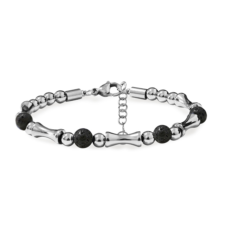 BRACCIALE UOMO CON ELEMENTI A BAMBÙ E PIETRE NATURALI - QGL2664C749