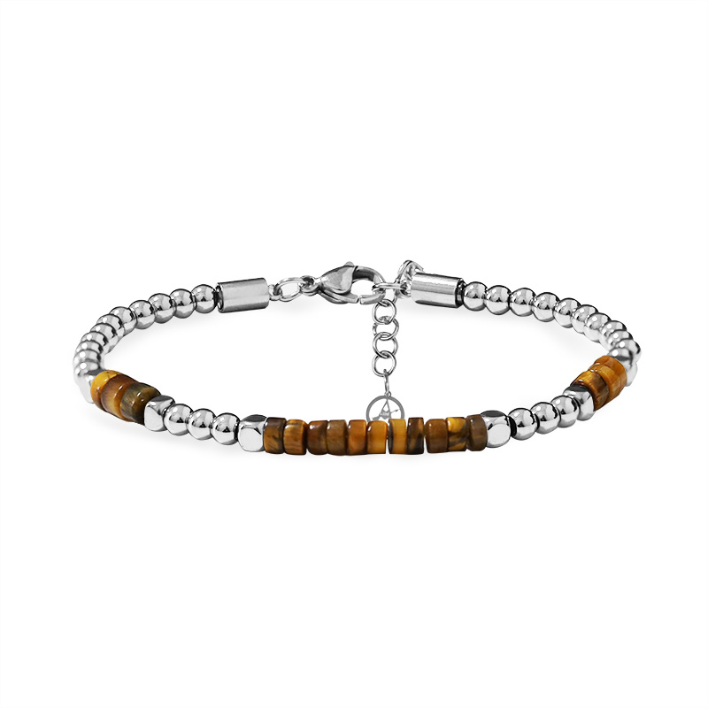 BRACCIALE UOMO CON SFERE E PIETRE NATURALI - QGL2664C750