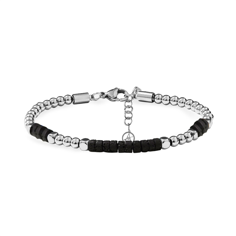 BRACCIALE UOMO CON SFERE E PIETRE NATURALI - QGL2664C750