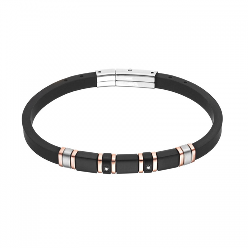 BRACCIALE IN SILICONE CON INSERTI IN ACCIAIO - RD21104124D24 BRACCIALE IN SILICONE CON INSERTI IN ACCIAIO - RD21104124D24