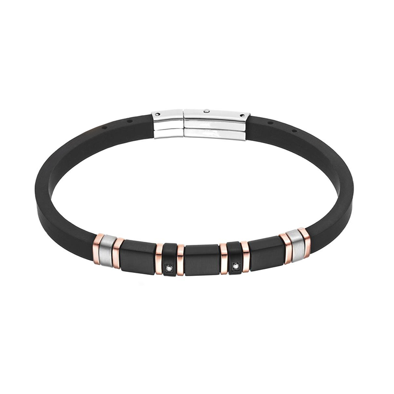 BRACCIALE IN SILICONE CON INSERTI IN ACCIAIO - RD21104124D24 BRACCIALE IN SILICONE CON INSERTI IN ACCIAIO - RD21104124D24