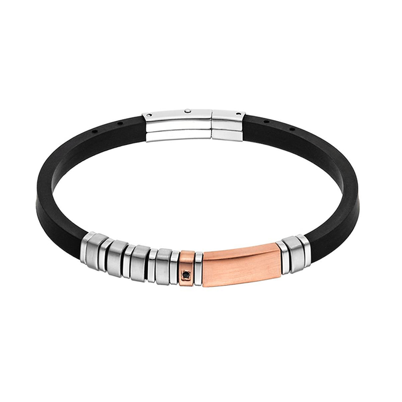 BRACCIALE IN SILICONE CON INSERTI IN ACCIAIO - RD21104148D25