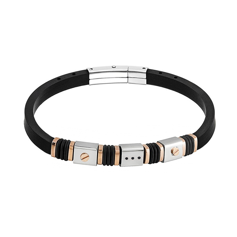 BRACCIALE UOMO IN SILICONE CON INSERTI IN ACCIAIO - RD21104148D26 BRACCIALE UOMO IN SILICONE CON INSERTI IN ACCIAIO - RD21104148D26