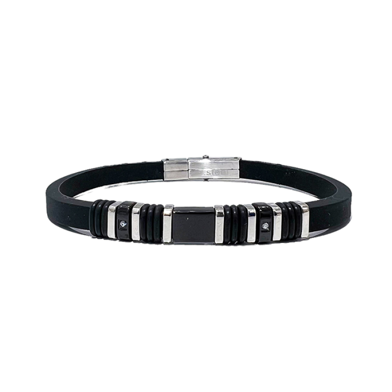 BRACCIALE UOMO IN SILICONE CON INSERTI IN ACCIAIO - RD2166124C28/C29