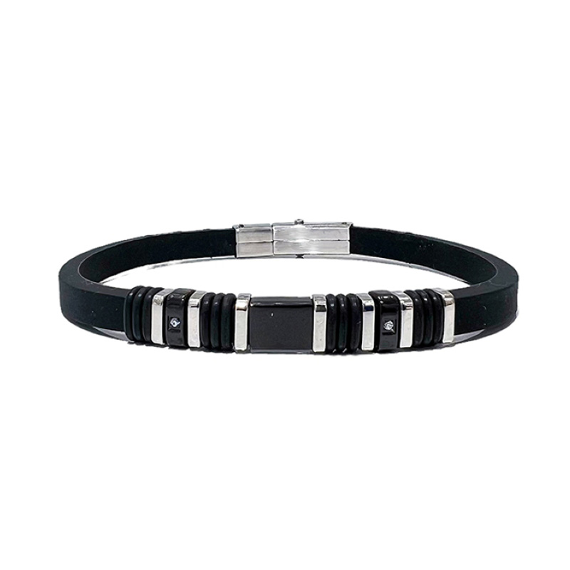 BRACCIALE UOMO IN SILICONE CON INSERTI IN ACCIAIO - RD2166124C28/C29