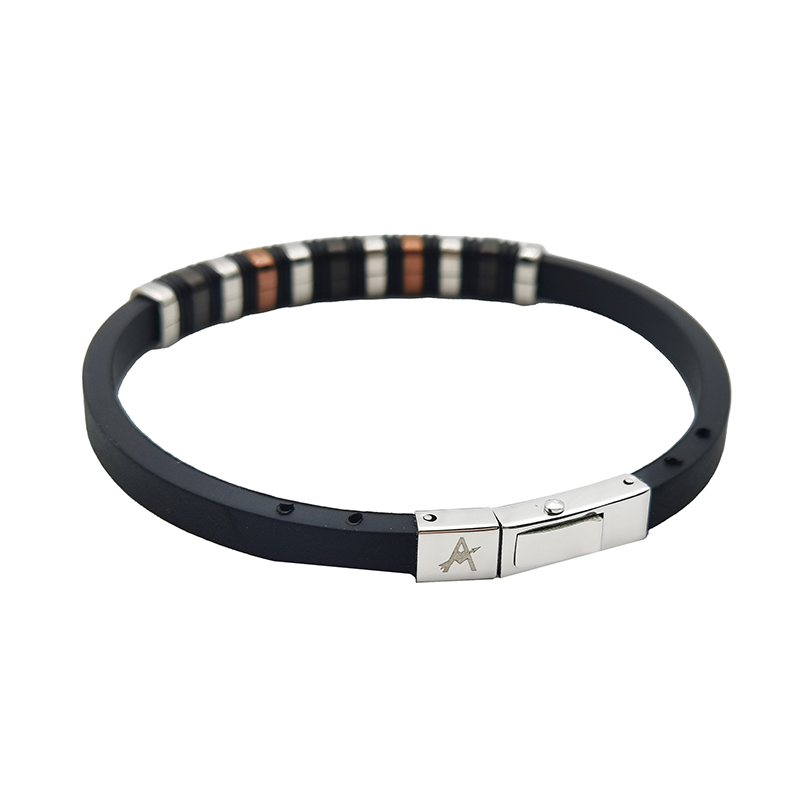 BRACCIALE IN SILICONE CON INSERTI IN ACCIAIO - RD2166124C31
