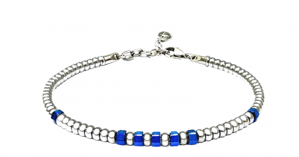Set Di 2 Bracciali Uomo In Pietra Naturale - Perline 8mm Elasticizzate - Regolabile - Cristallo E Acciaio - 4