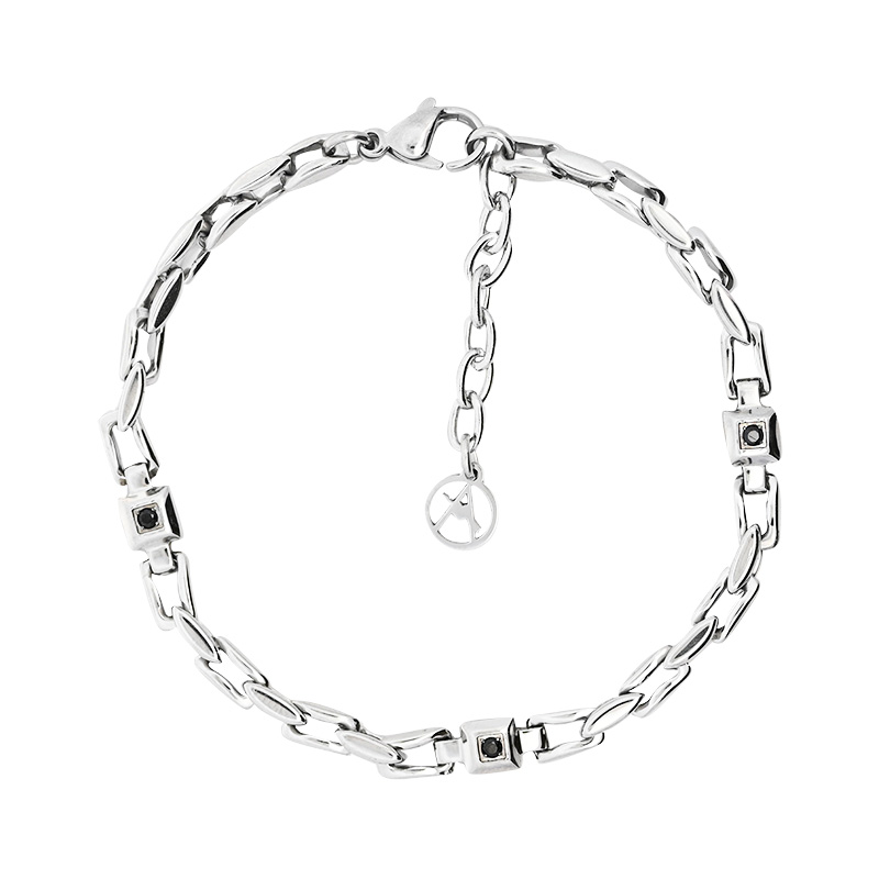 BRACCIALE UOMO A CATENA CON ZIRCONE NERO - RD24104A985