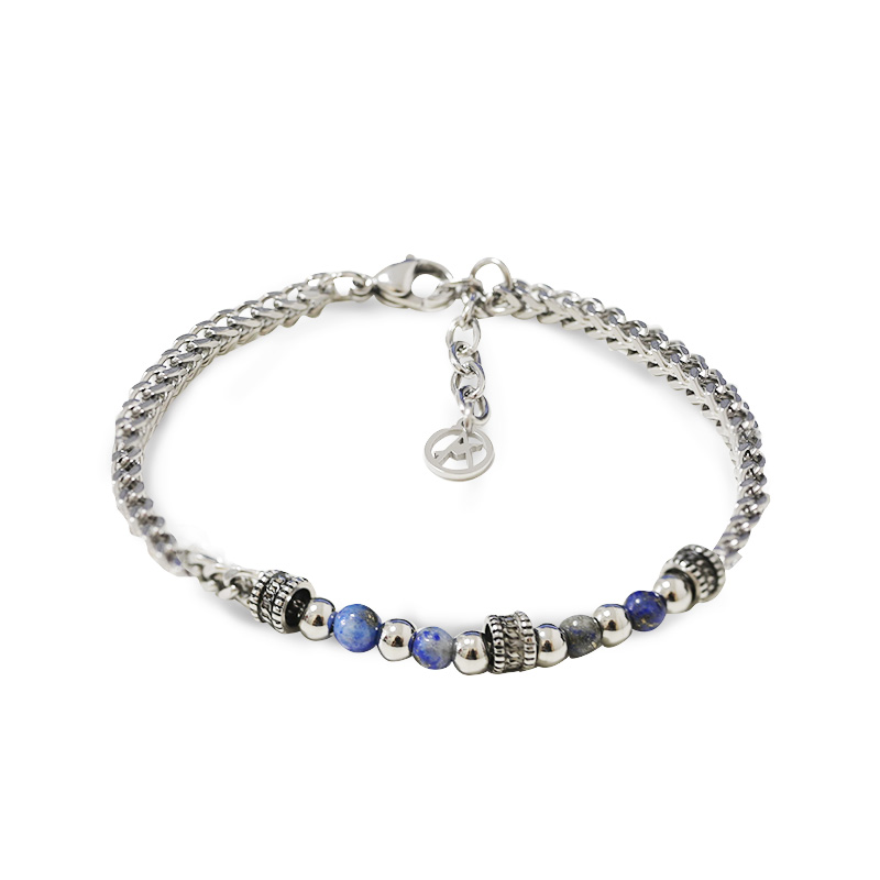 BRACCIALE A CATENA DI SPIGA CON SFERE E PERLINE DI PIETRA - RD24104B586/587/588/589