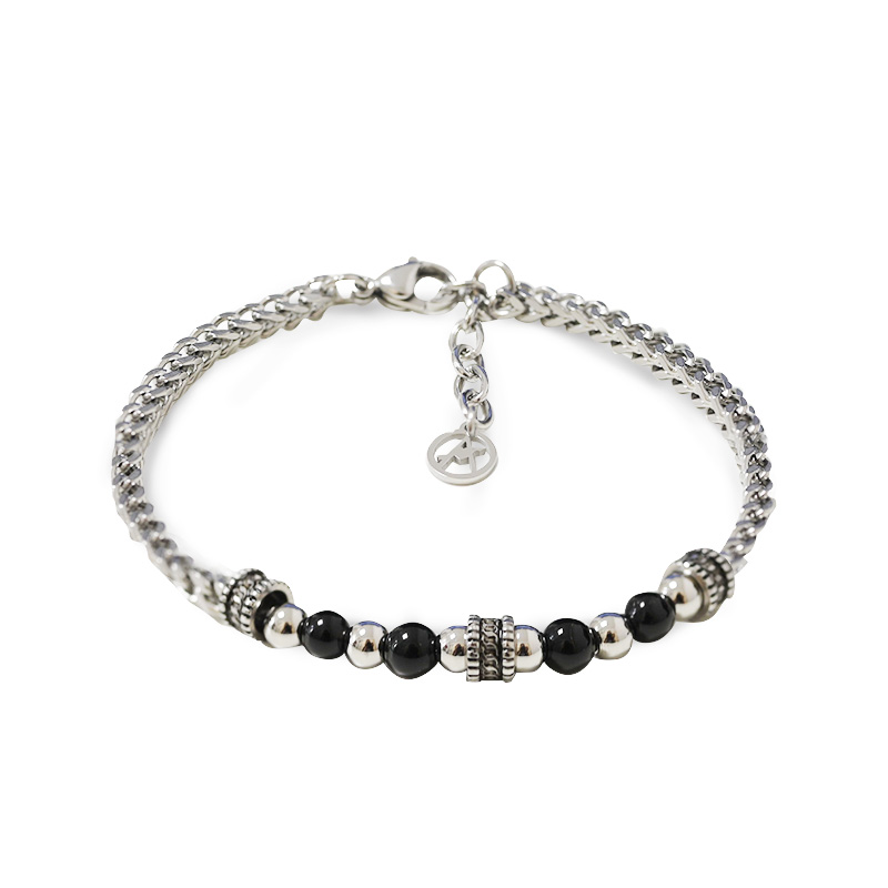 BRACCIALE A CATENA DI SPIGA CON SFERE E PERLINE DI PIETRA - RD24104B586/587/588/589