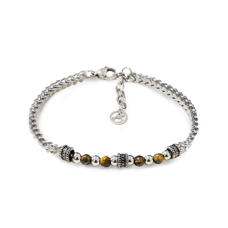 BRACCIALE A CATENA DI SPIGA CON SFERE E PERLINE DI PIETRA - RD24104B586/587/588/589
