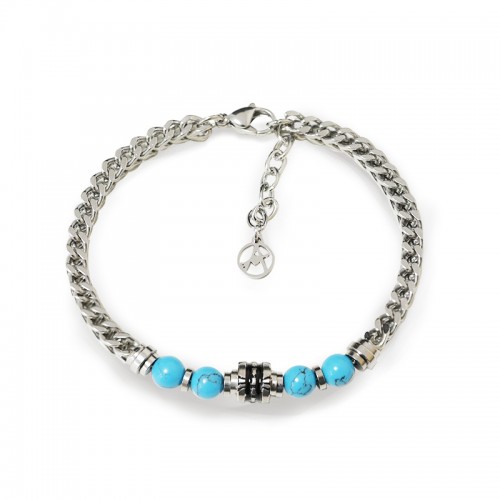 BRACCIALE A CATENA DI SPIGA CON PERLINE DI PIETRA - RD24104B590/591/592/596