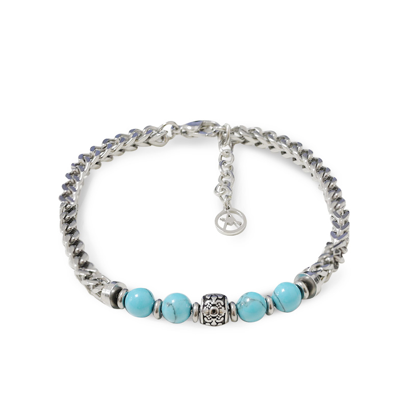 BRACCIALE A CATENA DI SPIGA CON PERLINE DI PIETRA - RD24104B593/594/595