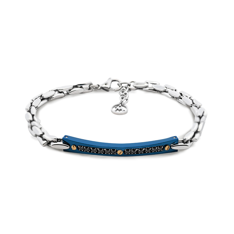 BRACCIALE UOMO PIASTRINA CON VITE E ZIRCON - RD24116A984 BRACCIALE UOMO PIASTRINA CON VITE E ZIRCON - RD24116A984