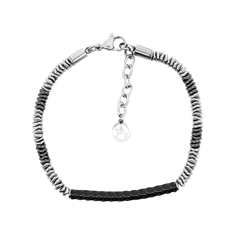 BRACCIALE UOMO CON PERLINE PIATTE E TUBO CURVO - RD2492A202/203/204 BRACCIALE UOMO CON PERLINE PIATTE E TUBO CURVO - RD2492A202/203/204