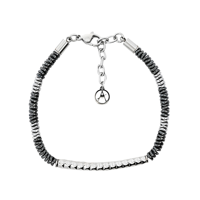 BRACCIALE UOMO CON PERLINE PIATTE E TUBO CURVO - RD2492A202/203/204 BRACCIALE UOMO CON PERLINE PIATTE E TUBO CURVO - RD2492A202/203/204