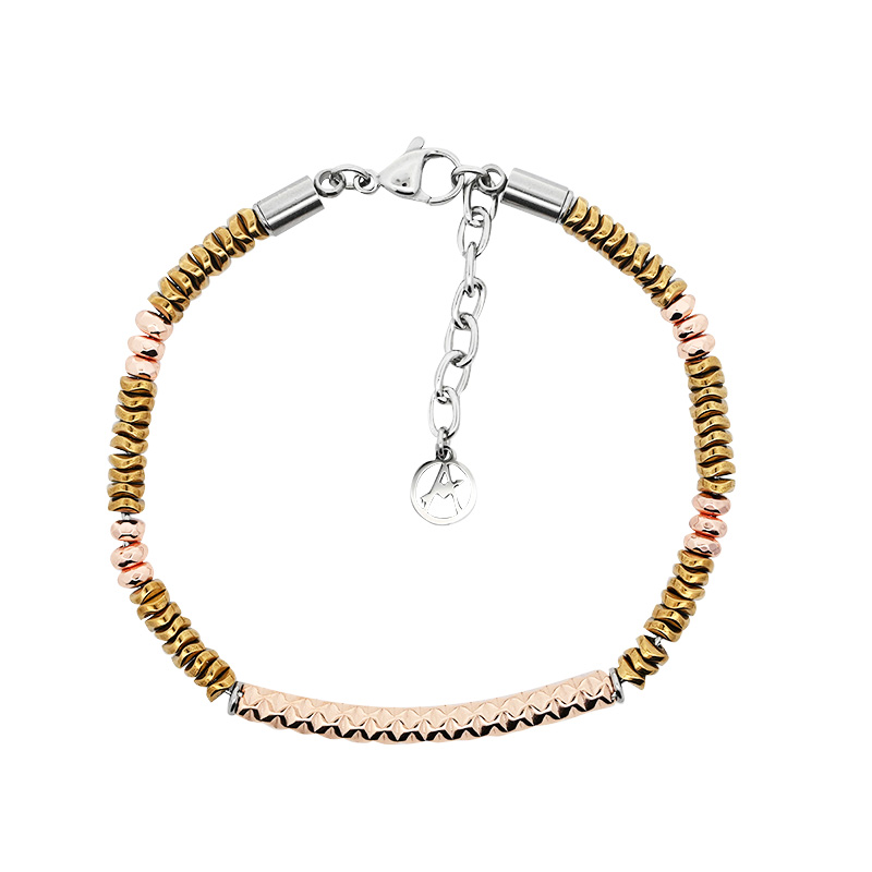 BRACCIALE UOMO CON PERLINE PIATTE E TUBO CURVO - RD2492A202/203/204 BRACCIALE UOMO CON PERLINE PIATTE E TUBO CURVO - RD2492A202/203/204