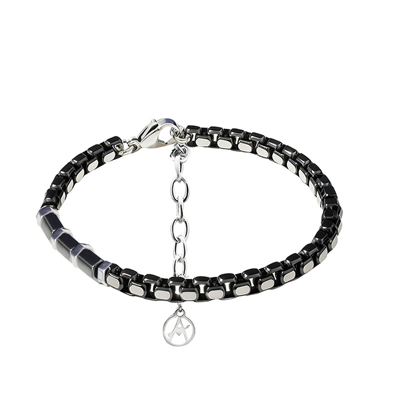 BRACCIALE UOMO A CATENA CON PERLINE IN PIETRA - RD2588C165