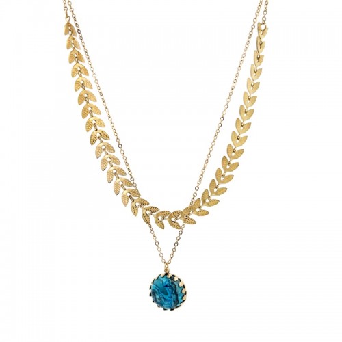 COLLANA DOPPIO FILO CON PENDENTE PIETRA - 201230116C64