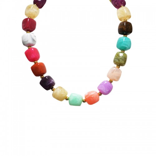 COLLANA CON PERLINE QUADRATE IN RESINA - AGS25104C357