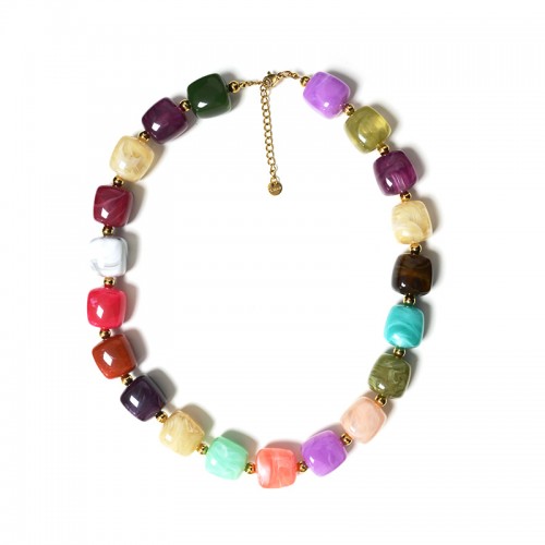 COLLANA CON PERLINE QUADRATE IN RESINA - AGS25104C357