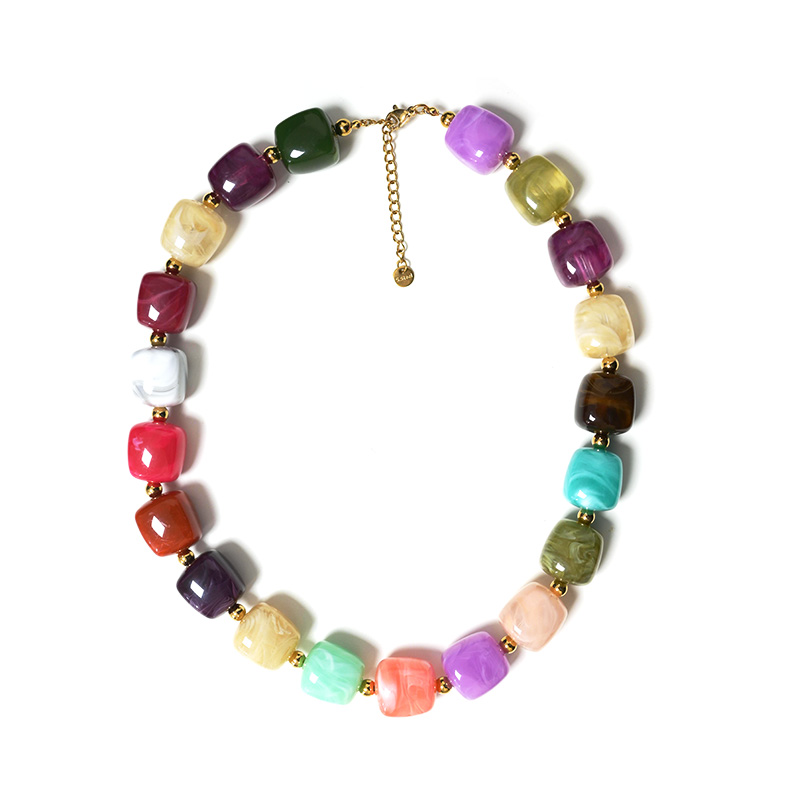 COLLANA CON PERLINE QUADRATE IN RESINA - AGS25104C357