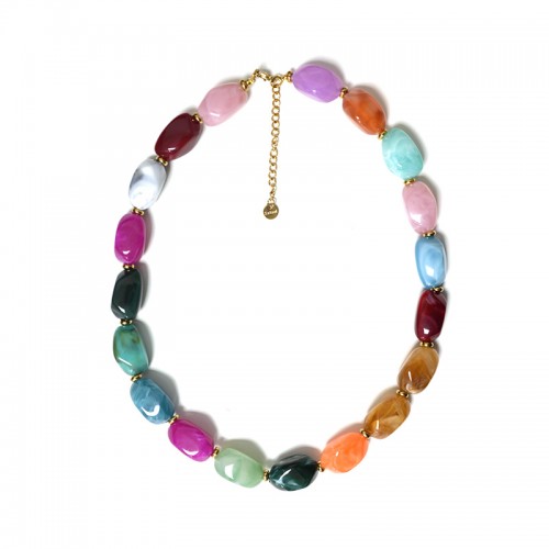 COLLANA CON PERLINE IRREGOLARI IN RESINA - AGS25104C358