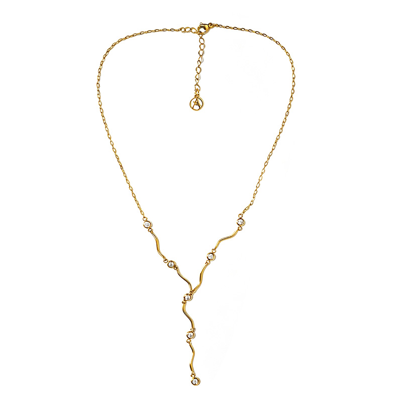 COLLANA A Y CON LINEE ONDULATE E PUNTI LUCE - DDK2325