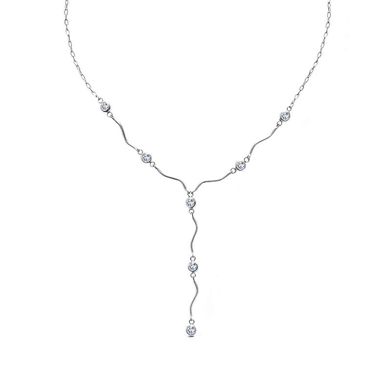 COLLANA A Y CON LINEE ONDULATE E PUNTI LUCE - DDK2325