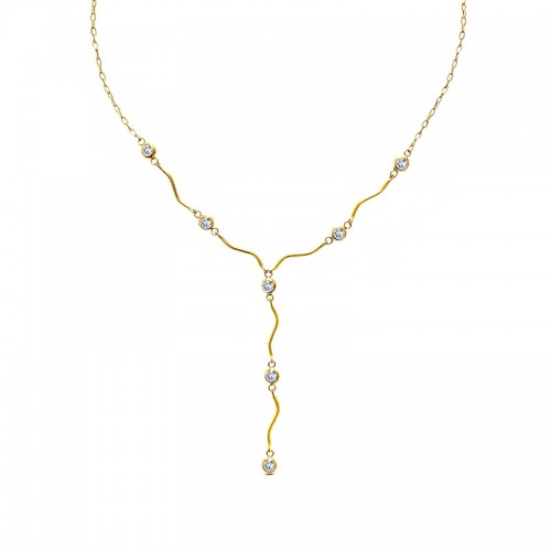 COLLANA A Y CON LINEE ONDULATE E PUNTI LUCE - DDK2325