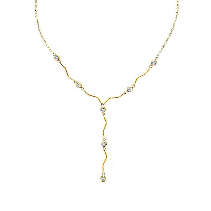 COLLANA A Y CON LINEE ONDULATE E PUNTI LUCE - DDK2325
