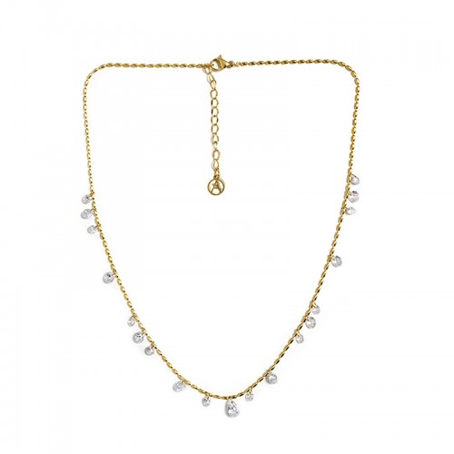 COLLANA A CATENA CON ZIRCONI PENDENTI - DDK2338