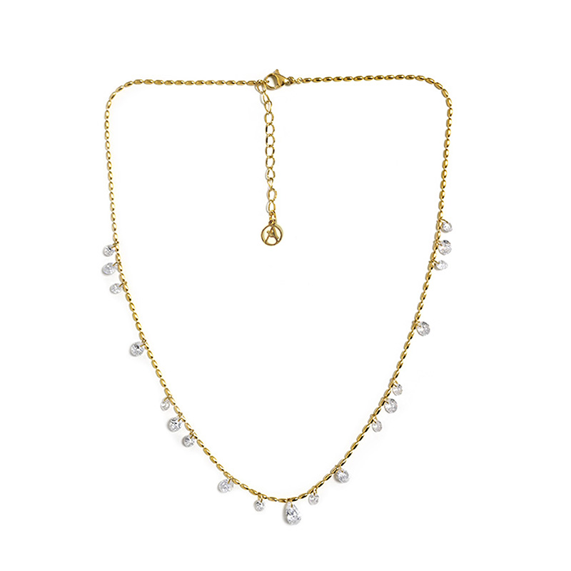 COLLANA A CATENA CON ZIRCONI PENDENTI - DDK2338